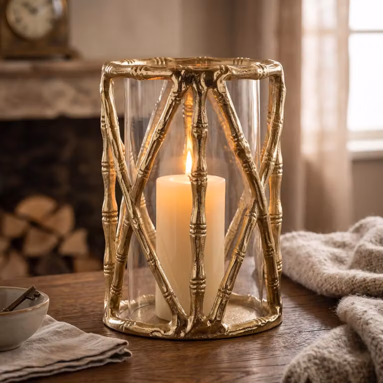 Richmond Interiors Windlicht Lara Goud met Glas, B: 18,0 cm, D: 26,0 cm, H: 18,0 cm