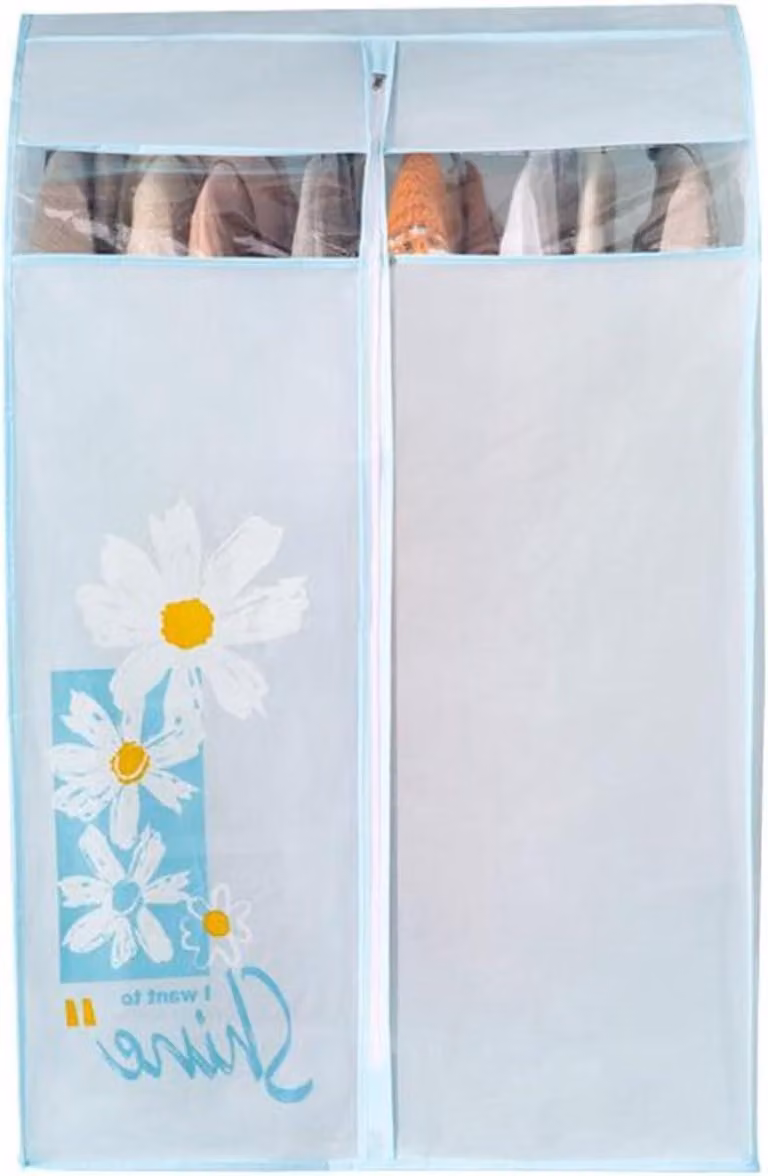 Blauwe waterdichte kledinghoes voor kledingrekken en garderobes, B/D/H: 60 x 60 x 90 cm