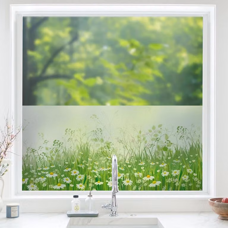 Decoratieve Raamfolie met Bloempatroon voor Privacy - Kleurrijk - 44,5 x 200 cm