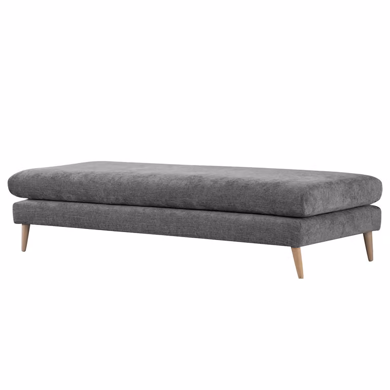 home24 Hockerbank Kayena donkergrijs beukenhout geweven stof B/D/H: 181 x 44 x 78 cm
