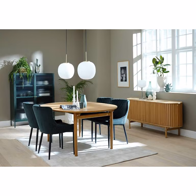 home24 Highboard modern groen met glazen deuren B: 140 cm, H: 111 cm, D: 40 cm