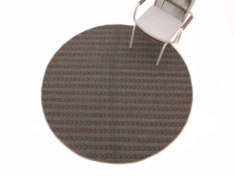 Rond Buitenkleed Kees Smit Tuinmeubelen Grijs met Herringbone Patroon Diameter: 200 cm