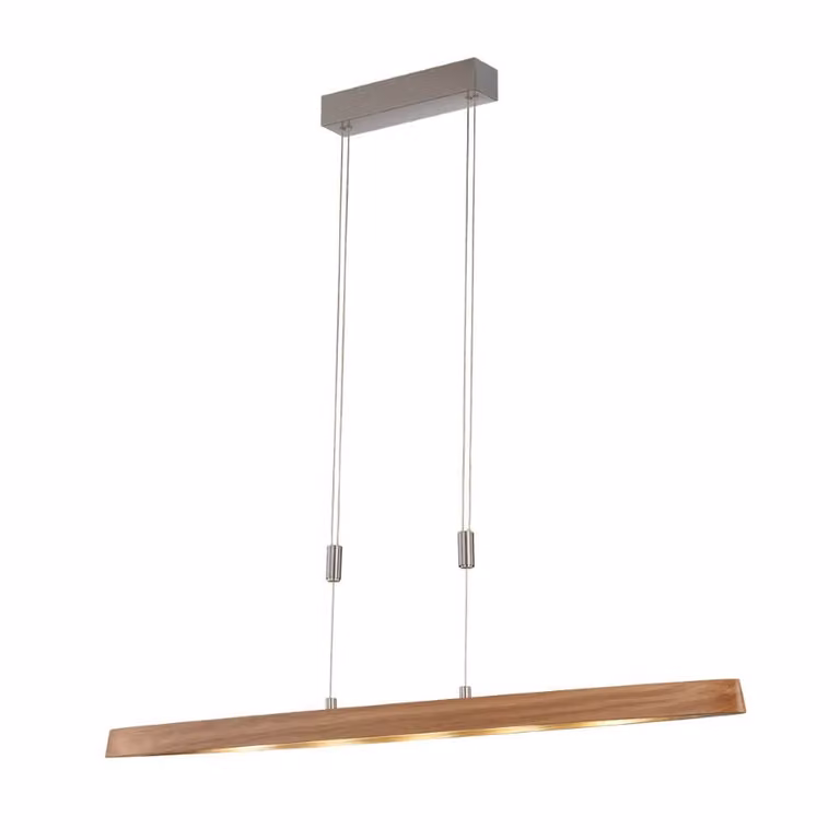 Fischer & Honsel Shine-Wood Led Hanglamp - Zilver en Hout - Modern en Dimbaar