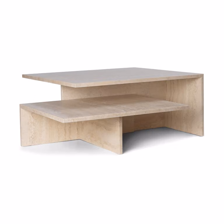 Ferm Living Distinct Grande Duo salontafel, Beige, B/D/H: 133 x 70 x 35 cm