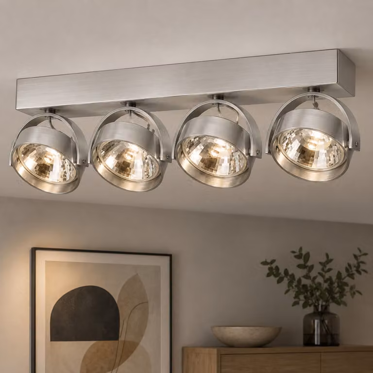 Artdelight Spotbalk Dutchess 4-lichts - Zilver - Aluminium