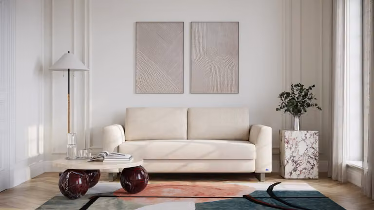 BRUNO slaapbank met boxspringcomfort in beige, crème en ecru, 160 cm breedte