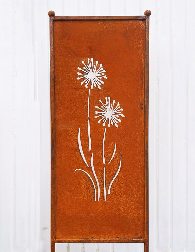 Steinfigurenwelt Gießen Edelroest privacy scherm met bloemenmotief Allium, B: 53 cm, H: 162 cm