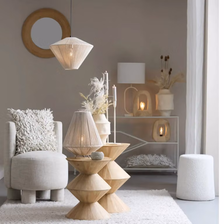 Light & Living Hanglamp Felida beige/wit B: 42 cm, D: 32 cm, H: 32 cm