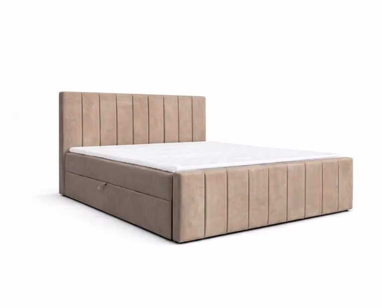 Boxspringbed 01 BIS Cappuccino Manila 21 met bonellvering, topmatras en opbergruimte, 160 x 200 cm