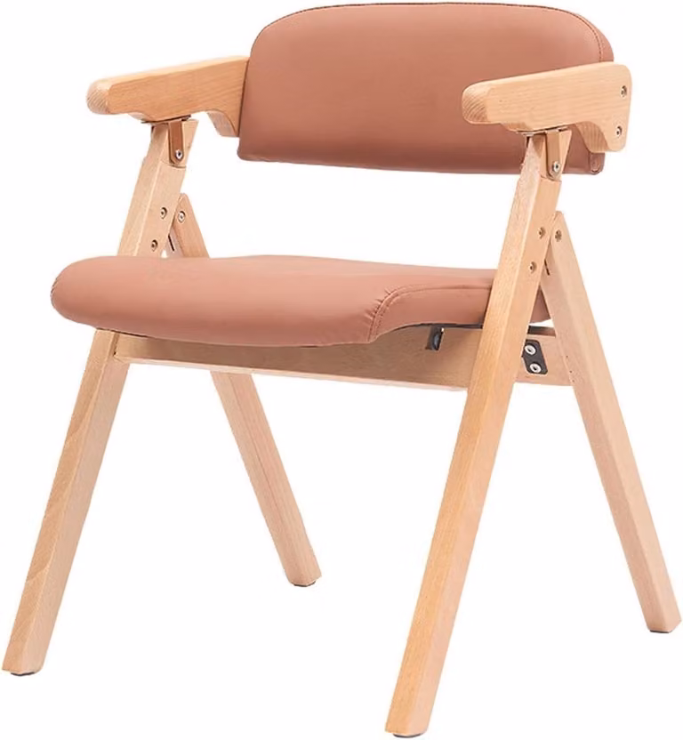 Gestoffeerde klapstoel fauteuil met massief houten frame, Oranje, B/D/H: 53,5 x 58 x 85 cm