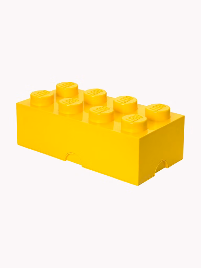 LEGO opbergbox voor kinderen, stapelbare speelgoedkist met deksel, geel, B/D/H: 50 x 25 x 18 cm