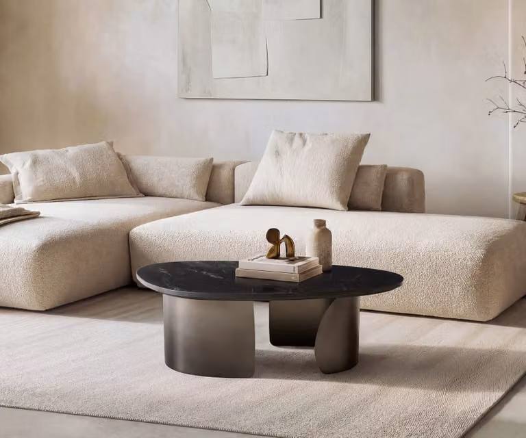DELIFE Moderne Salontafel Marmer Zwart en Zilver Metaal B: 101 cm, D: 50 cm, H: 39,3 cm