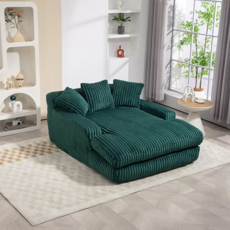 Moderne Cord Slapbank Cloud Couch met 3 zachte kussens, comfortabele eenzits vloersofa voor woonkamer of kantoor (Smaragdgroen)