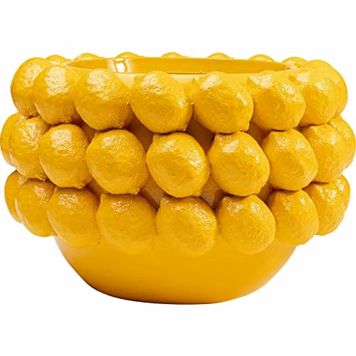 Kare Design Bloempot met gele citroenen, geel, Ø 34 cm