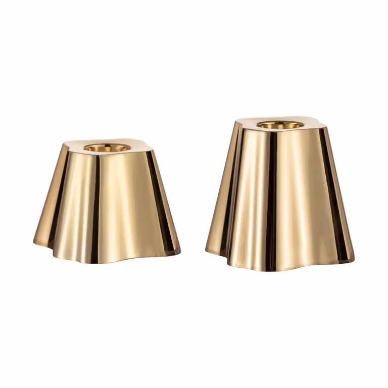 Iittala Aalto kandelaar set van 2 Messing Hoogte: 5 cm en 6,5 cm