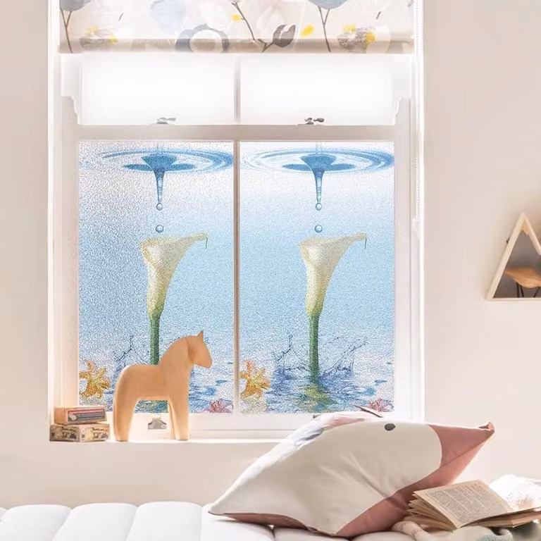 Raamfolie Privacy Groen Blauw voor Badkamer en Ramen - Statische Hechting - 45 x 100 cm