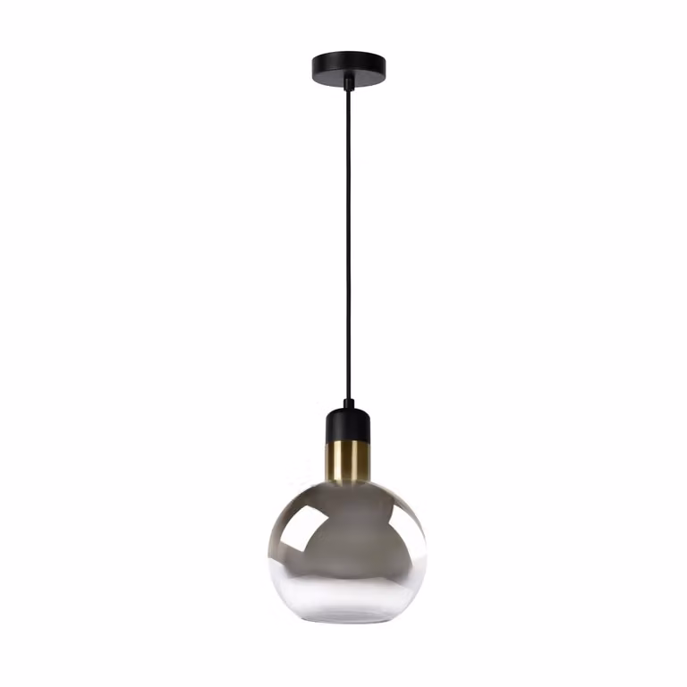 Lucide Hanglamp Julius Rond - Diameter: 20 cm - Glas en Metaal - Grijs/Goud/Geel/Zwart