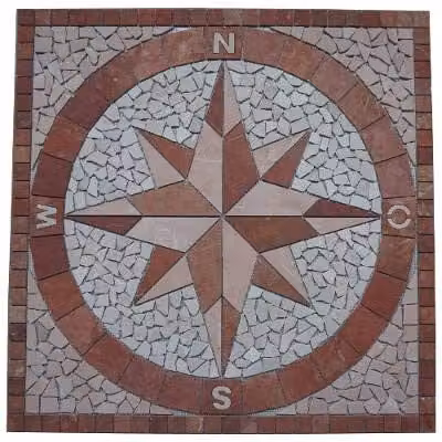 Natuursteen Mozaïektegels Rosone Windroos Marmer Inlegger 90 x 90 cm