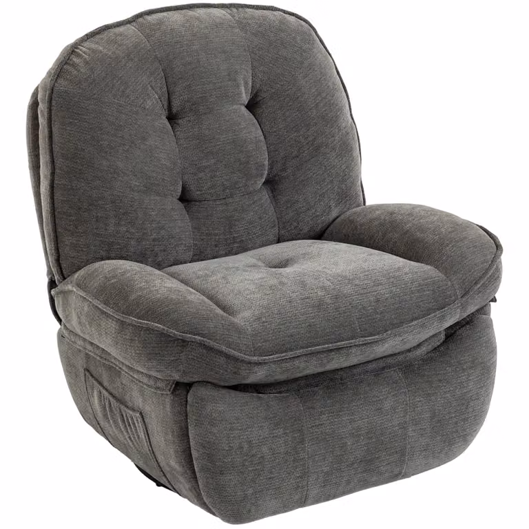 HOMCOM Chenille relaxfauteuil, handmatig verstelbare 360 graden draaibare schommelstoel met brede zitting en hoge rugleuning, lichtgrijs