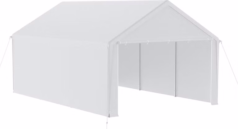 JOIEYOU Opvouwbare partytent en carport met zijwanden, wit, 4 x 6 meter
