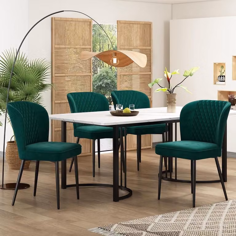 Eetkamer set met eettafel en ergonomisch gevoerde stoelen, donkergroen, B: 140 cm, D: 80 cm, H: 75 cm
