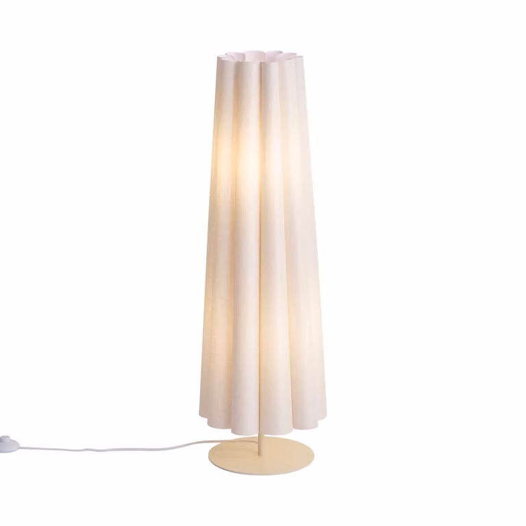 Qazqa Japandi vloerlamp beige met stoffen kap, 2-lichts, hoogte: 95 cm