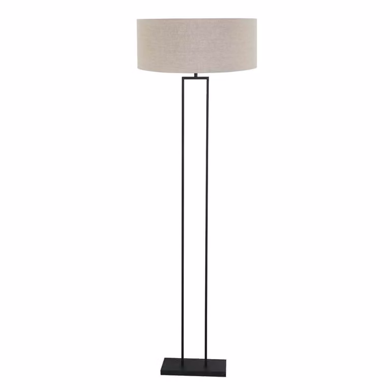 Steinhauer Vloerlamp Modern Zwart met Grijze Stoffen Kap Hoogte: 160 cm