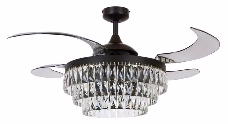 Beacon Lighting Fanway Veil plafondventilator met verlichting en afstandsbediening, zwart, Ø 122 cm