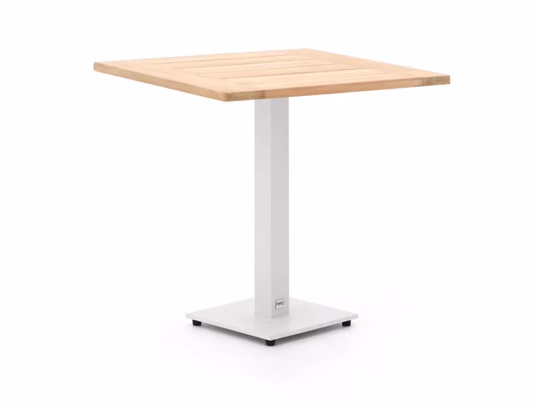 Forza Furniture Tuineettafel Forza Vierkant Teakhout Wit B/D/H: 70 x 70 x 70 cm