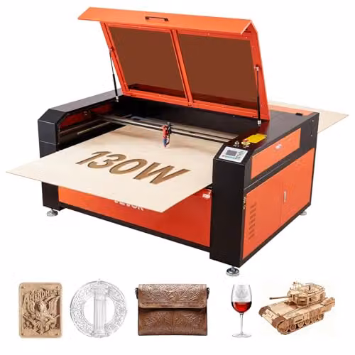 VEVOR CO2 Lasergraveermachine 130 W, Oranje/Zwart, Roestvrij staal