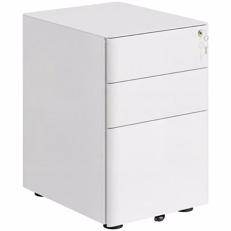 Vinsetto archiefkast met 3 lades en 4 zwenkwielen, wit staal, B/D/H: 39 x 48 x 59 cm