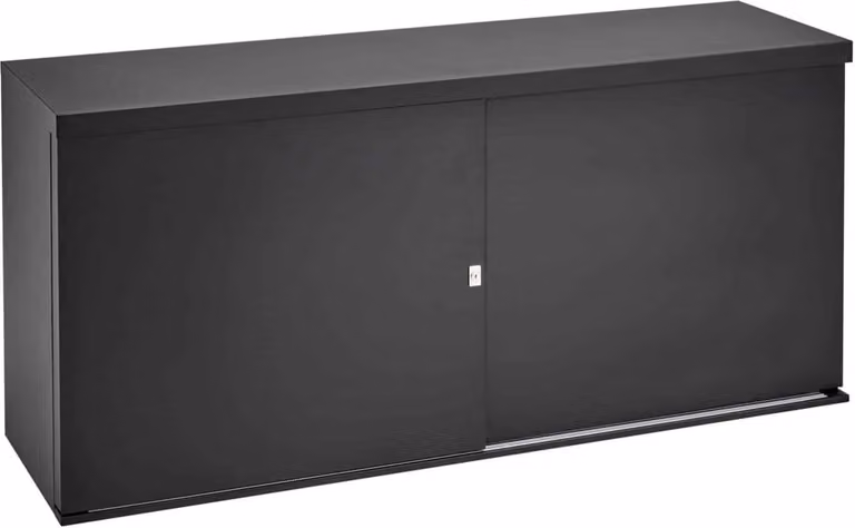 Lage schuifdeurkast Zwart met topblad Ahorn B/D/H: 72,5 x 40 x 166 cm