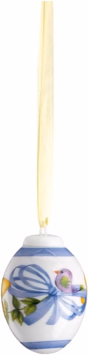 Geel Porseleinen Mini Ei - Hangend Paasdecoratie Ornament - Verzamel Editie 2025 - 34 cm