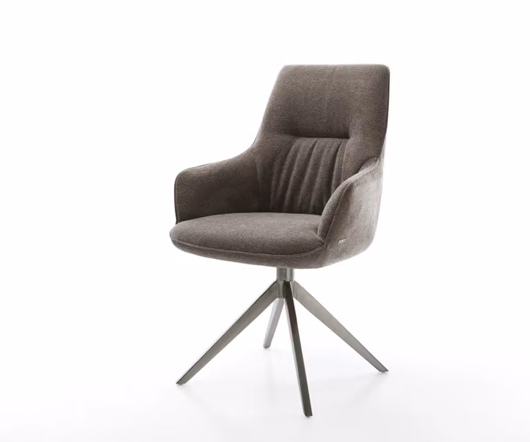 DELIFE Draaistoel Zelia-Flex met armleuning, Taupe, Grafiet kruisframe, 360 graden draaibaar
