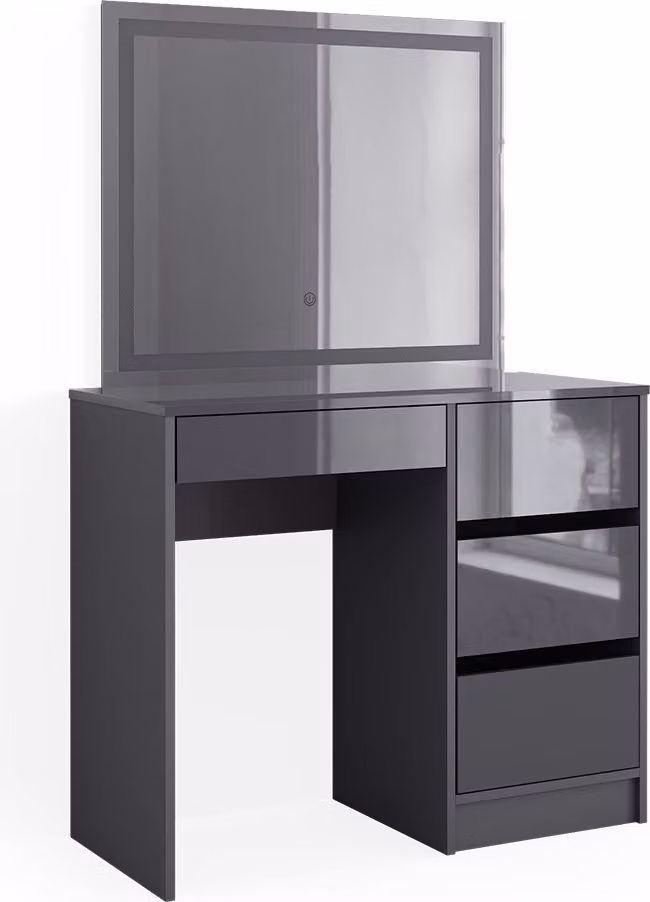 Vicco Kaptafel Sherry Antraciet met LED-spiegel, Model 40843, Breedte: 90 cm