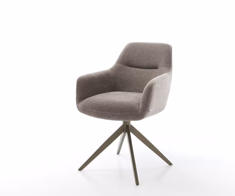 DELIFE Pejo-Flex Draaistoel met Structuurstof, Taupe, 360° Draaibaar met Rocker-functie