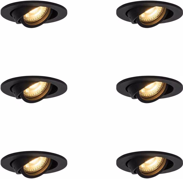 QAZQA Set van 6 moderne ronde inbouwspots in aluminium voor woonkamer, keuken of hal