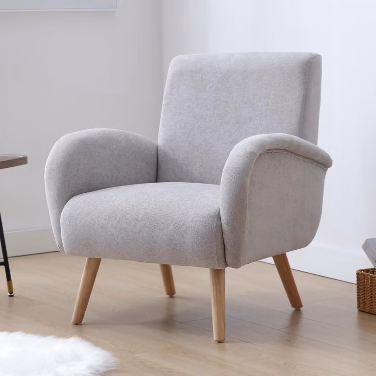 Grijs Chenille Leunstoel - Lounge Fauteuil met Omhullend Ontwerp - Hoogte: 81 cm