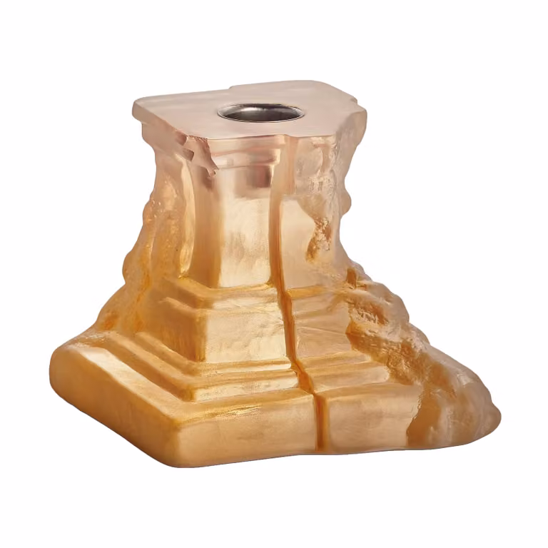 Kosta Boda Rocky Baroque kandelaar voor stompkaarsen, 95 mm, Amberkleurige waas