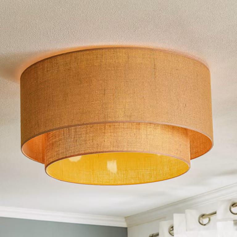 Duolla Boho plafondlamp van jute en rattan, bruin, Ø 60 cm