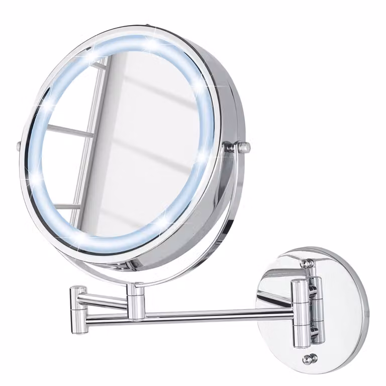 home24 Power-loc spiegel met verlichting, zilver, B/D/H: 26 x 32 x 13 cm