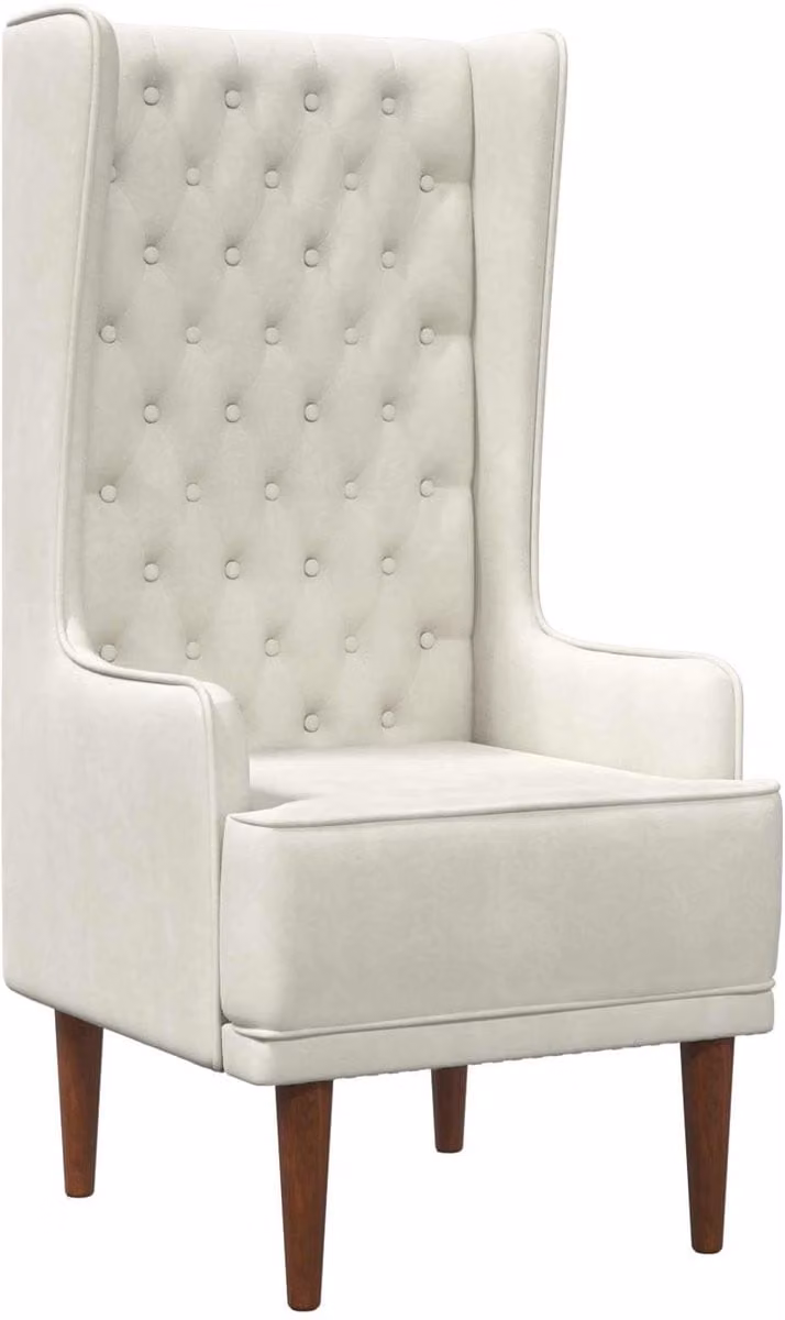 vidaXL Chesterfield stoel met hoge rugleuning - Crèmekleurig fluweel
