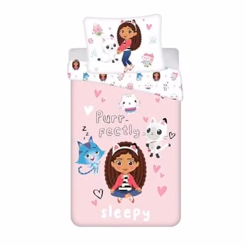 Gabby's Dollhouse Dekbedovertrek en Kussensloop Set - Roze - Dekbedovertrek 135 x 200 cm, Kussensloop 80 x 80 cm