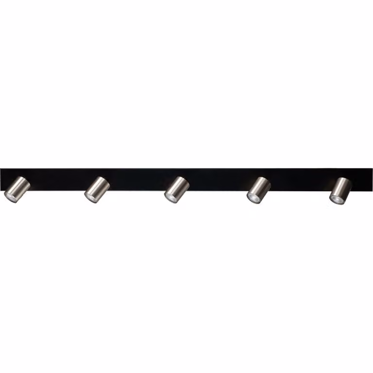 Masterlight Bounce zwarte plafondlamp met 5 nikkel spots