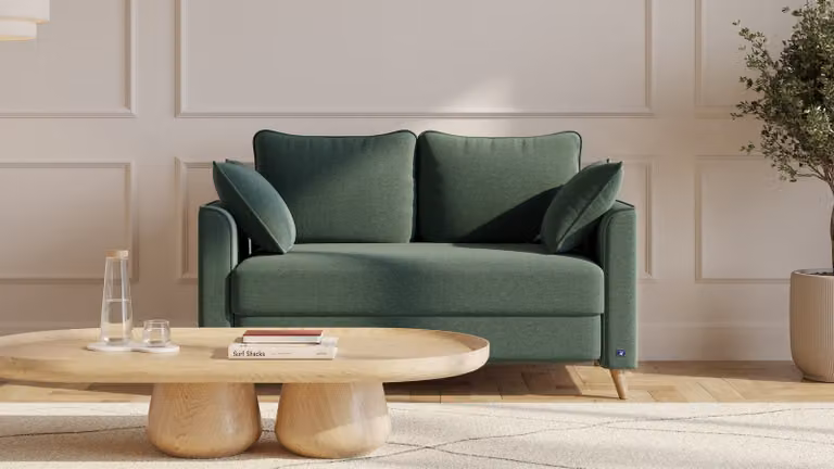BRUNO slaapbank Flow groen met massief hout en boxspringcomfort, Breedte: 120 cm