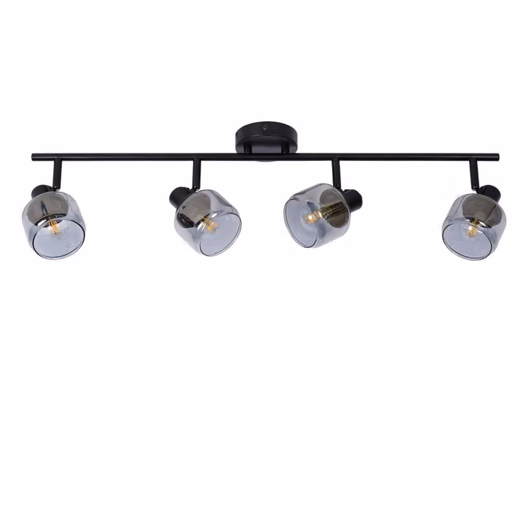 Lucide Bjorn Plafondlamp 4-lichts zwart met grijs glas