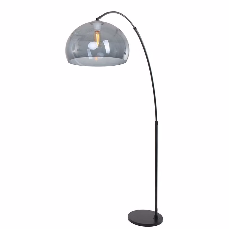 Steinhauer Stresa Booglamp zwart met grijs glas en verstelbare hoogte