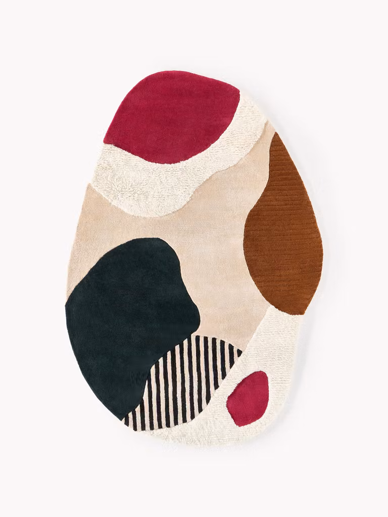 Westwing Collection Silas handgetuft wollen vloerkleed met hoog-laag structuur en abstract modern design