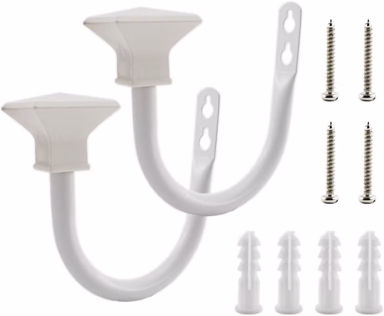 Set van 2 U-vormige gordijnroedes voor wandmontage - Decoratieve gordijnhaakjes