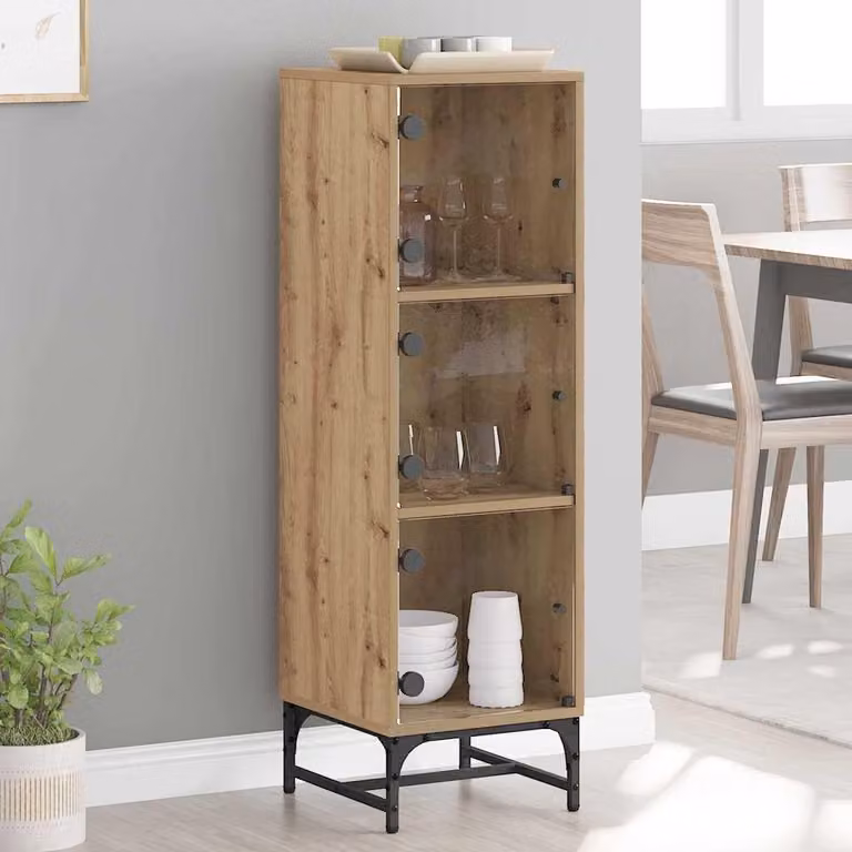 vidaXL Dressoir van ambachtelijk eikenhout, B/D/H: 35 x 37 x 117 cm